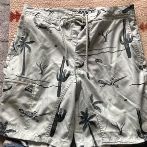 Gray Cactus and Lizard Print Shorts